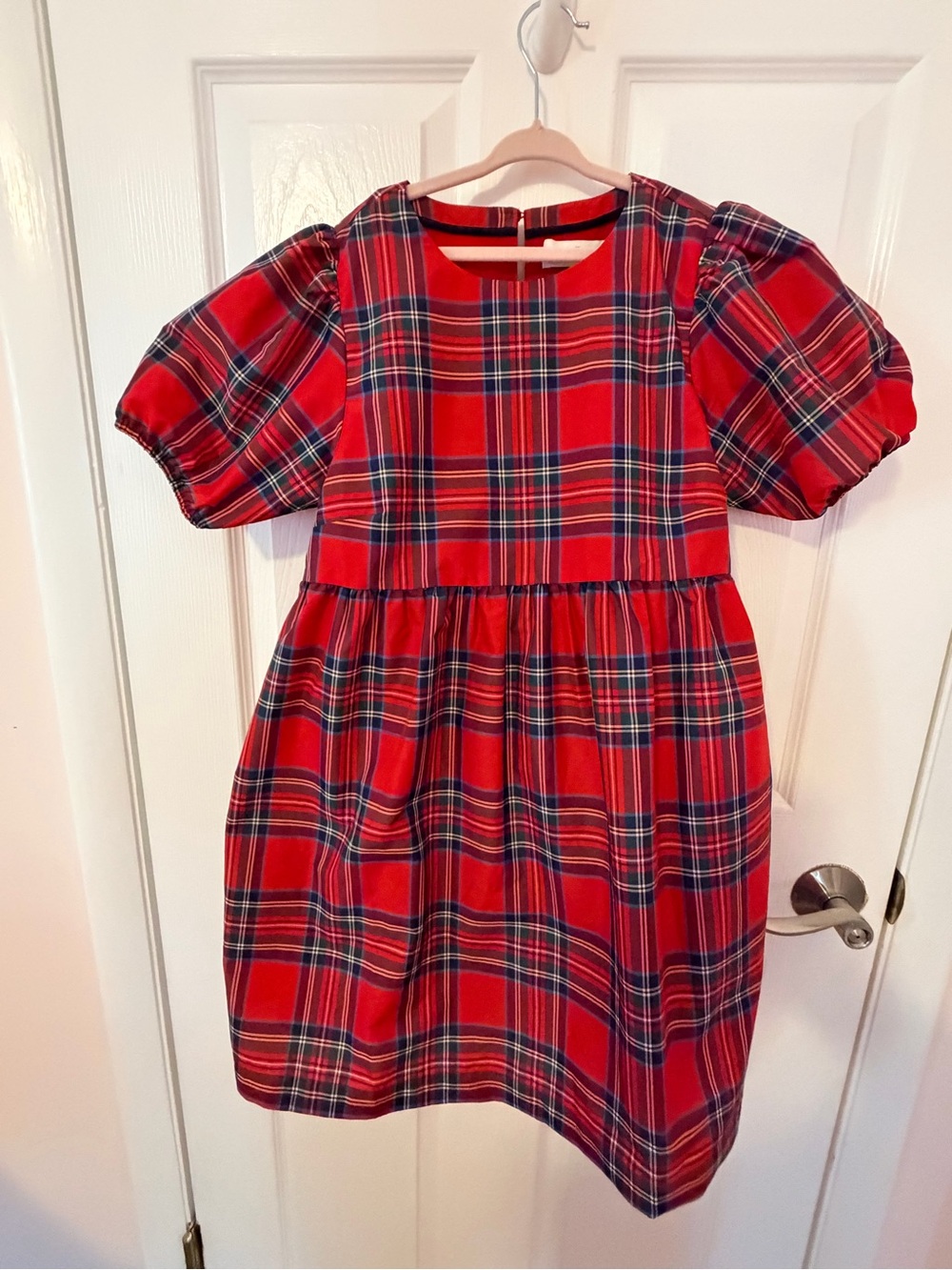 Vineyard Vines Red Plaid Puff-Sleeve Holiday Dress
